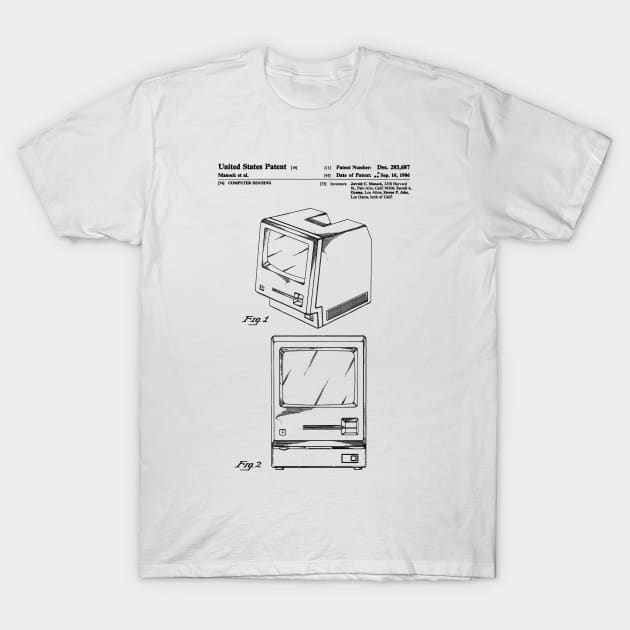 Original Apple Macintosh Computer Patent Black T-Shirt by Luve